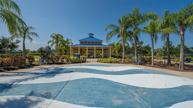 view of swimming pool with a gazebo