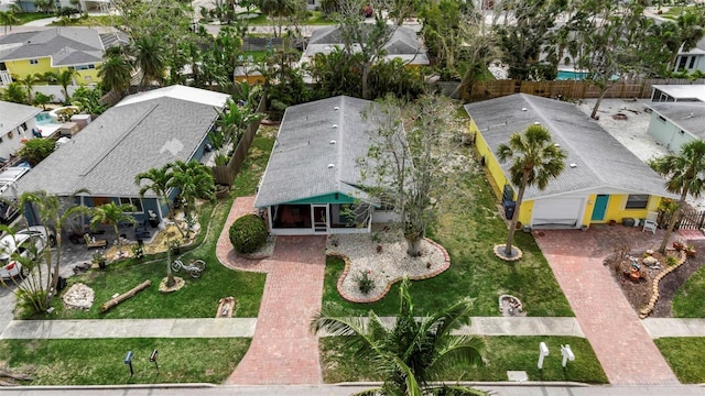 aerial view featuring a residential view