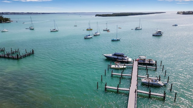 property view of water with a boat dock