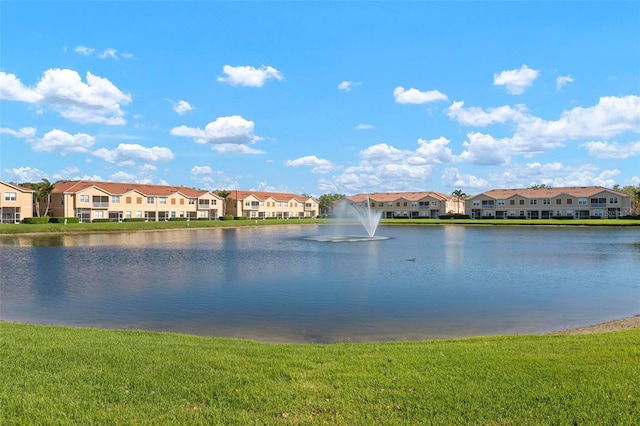 view of water feature with a residential view