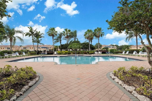 pool with a patio