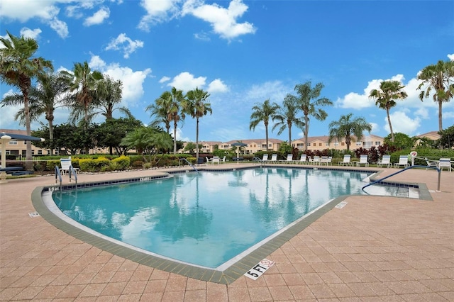 pool with a patio