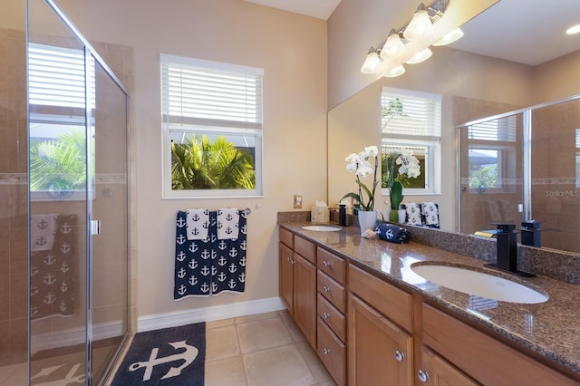 full bath featuring a sink and a stall shower