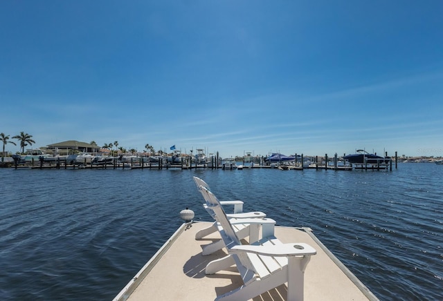 view of dock featuring a water view