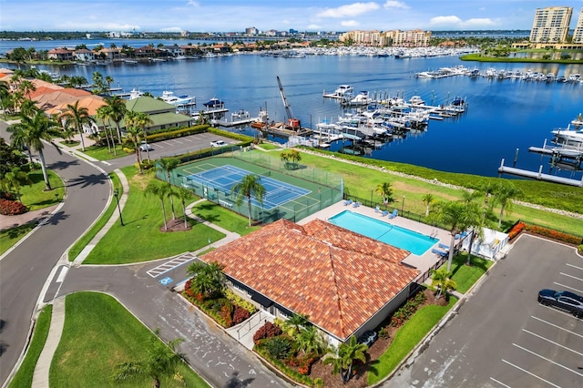 1009 3rd St E, Palmetto, FL 34221 - drone / aerial view of a marina and a nearby body of water