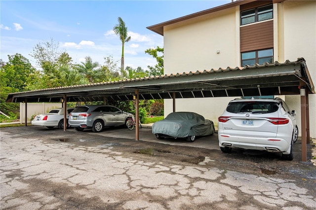 view of covered parking lot