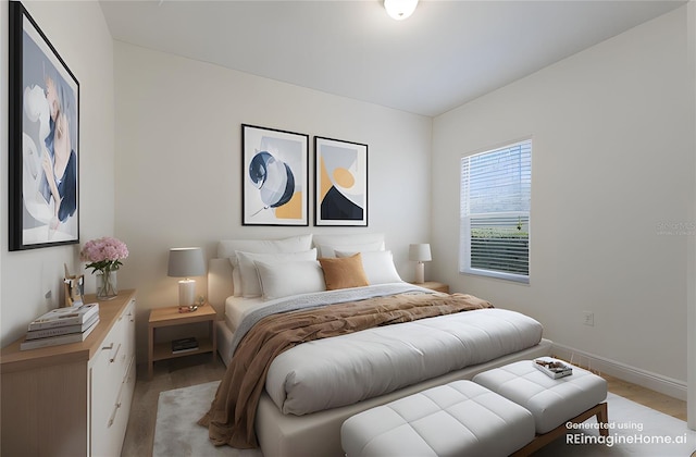 7742 Ridgelake Cir, Bradenton, FL 34203 - bedroom with baseboards and light wood-type flooring