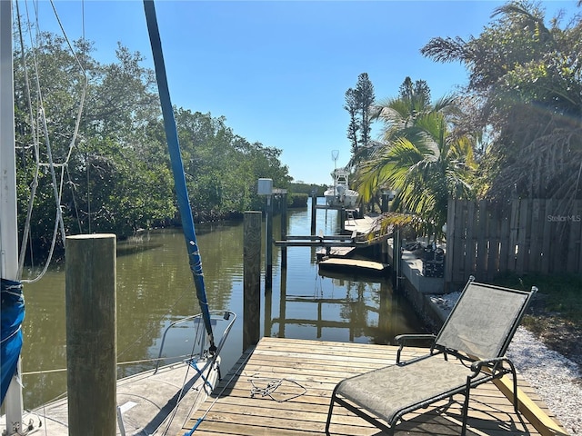 dock area featuring a water view