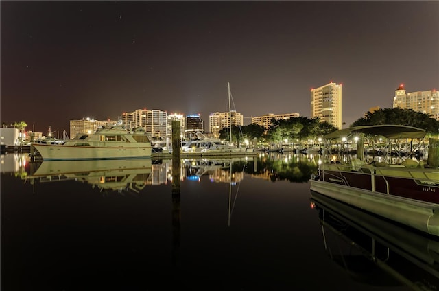 property's view of city with a water view