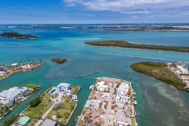 aerial view with a residential view and a water view