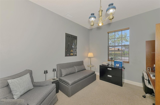 107 Wayforest Dr, Venice, FL 34292 - office space with visible vents, baseboards, and a notable chandelier