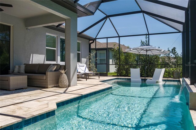 5621 Badini Way, Palmetto, FL 34221 - swimming pool with outdoor lounge area, a patio, and a lanai