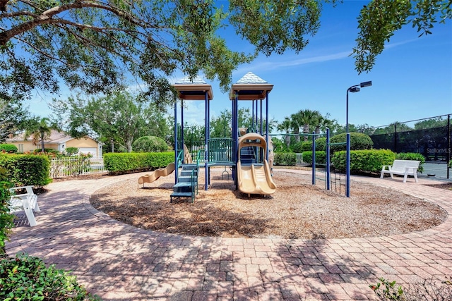 communal playground with fence