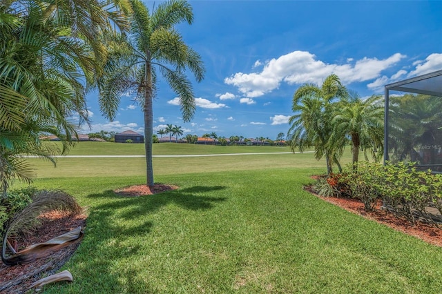 view of yard featuring a lanai