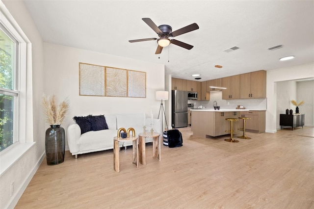 6639 16th St N, Saint Petersburg, FL 33702 - living area featuring visible vents, a healthy amount of sunlight, and light wood finished floors