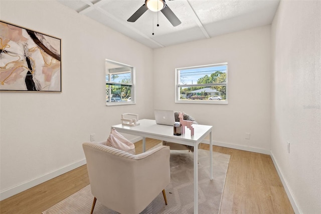 6639 16th St N, Saint Petersburg, FL 33702 - office area with light wood-type flooring, baseboards, and ceiling fan