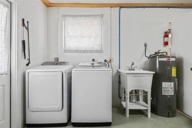 3611 22nd Ave W, Bradenton, FL 34205 - laundry area with electric water heater, separate washer and dryer, and healthy amount of natural light