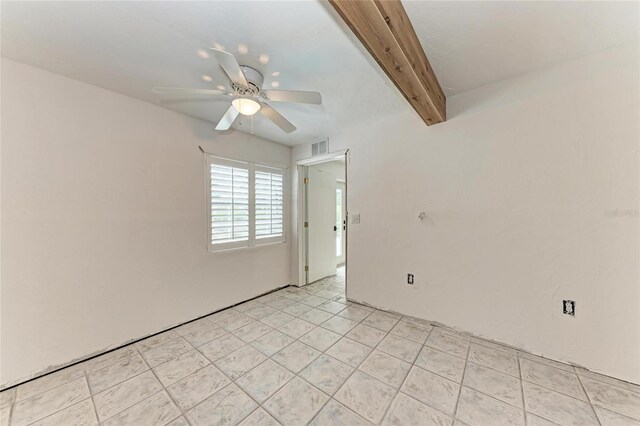 3304 7th Street Ct W, Palmetto, FL 34221 - spare room with a ceiling fan and beam ceiling