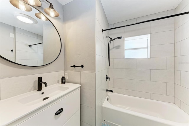 3304 7th Street Ct W, Palmetto, FL 34221 - full bath with vanity, bathtub / shower combination, and tile walls