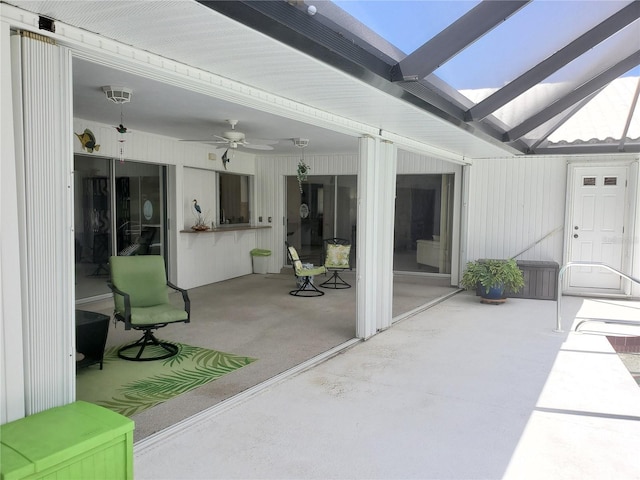 view of patio with ceiling fan