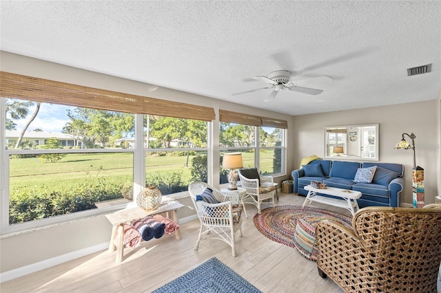 7122 11th Ave W, Bradenton, FL 34209 - sunroom with visible vents, outdoor lounge area, and a ceiling fan