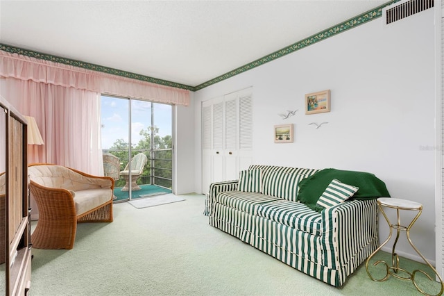 view of carpeted living area