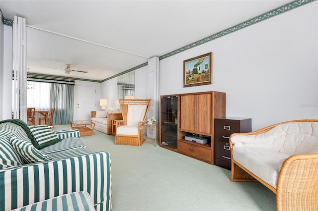 living area with carpet
