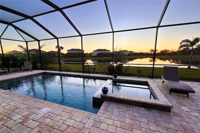 4820 Coastal Days Ln, Bradenton, FL 34211 - swimming pool featuring a lanai, a patio, and a water view