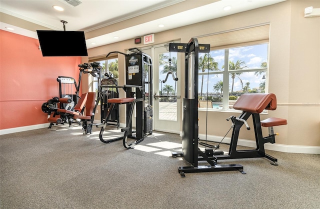 615 Riviera Dunes Way Unit 208, Palmetto, FL 34221 - gym with plenty of natural light and recessed lighting