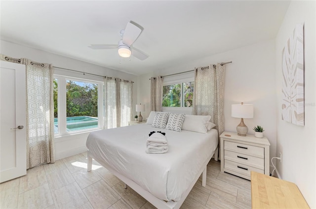 bedroom featuring ceiling fan