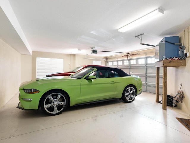 garage with a garage door opener