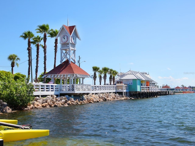 property view of water featuring a gazebo