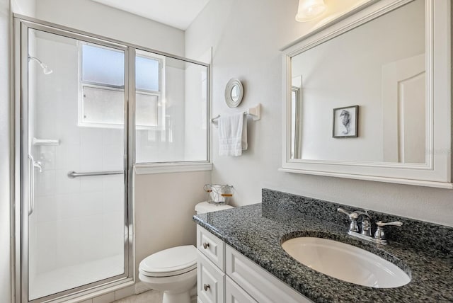 2439 Sonoma Dr W, Nokomis, FL 34275 - full bathroom with a stall shower, toilet, and vanity
