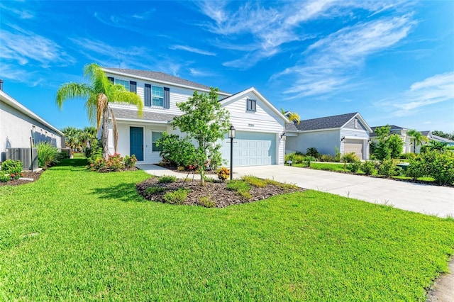 10614 Morning Marsh Ln, Parrish, FL 34219 - traditional-style home featuring a front yard, driveway, central AC, and an attached garage
