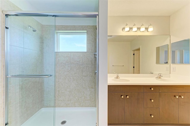 10614 Morning Marsh Ln, Parrish, FL 34219 - full bathroom with a stall shower and double vanity