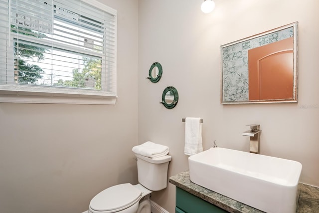 half bathroom featuring toilet and vanity