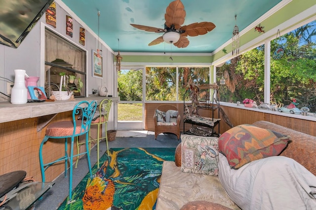 2070 59th St, Sarasota, FL 34243 - sunroom featuring a ceiling fan and healthy amount of natural light