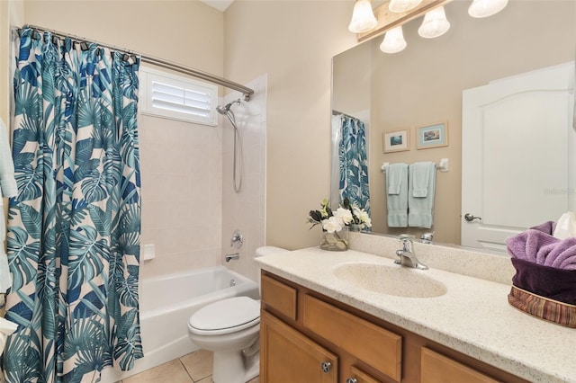 12211 Aster Ave, Bradenton, FL 34212 - bathroom featuring vanity, tile patterned floors, toilet, and shower / bath combo with shower curtain