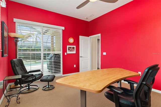 12211 Aster Ave, Bradenton, FL 34212 - carpeted office space with baseboards and ceiling fan