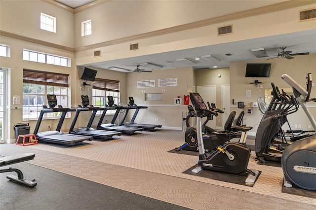 12211 Aster Ave, Bradenton, FL 34212 - gym with a ceiling fan and visible vents