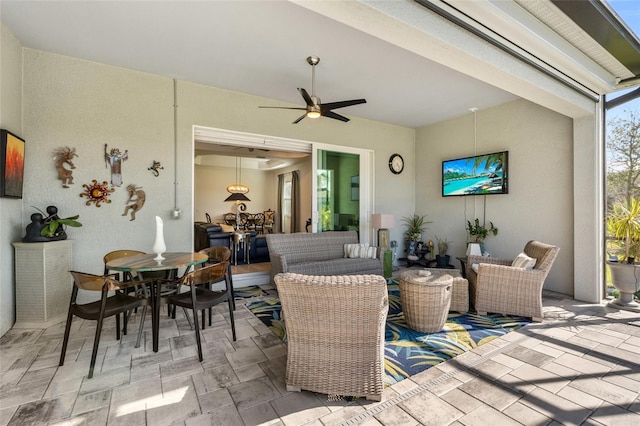 25325 Longmeadow Dr, Punta Gorda, FL 33955 - view of patio / terrace with an outdoor living space, ceiling fan, and outdoor dining space
