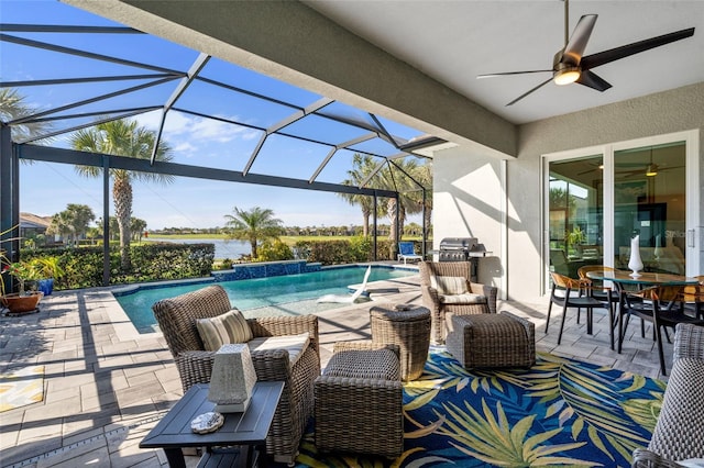 25325 Longmeadow Dr, Punta Gorda, FL 33955 - pool with a patio and ceiling fan