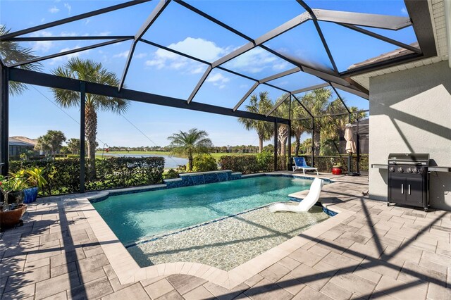 25325 Longmeadow Dr, Punta Gorda, FL 33955 - pool with glass enclosure, a patio, and grilling area