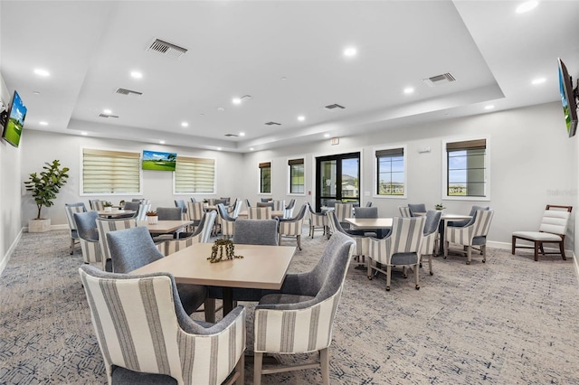 25325 Longmeadow Dr, Punta Gorda, FL 33955 - dining space featuring visible vents, recessed lighting, a raised ceiling, and baseboards
