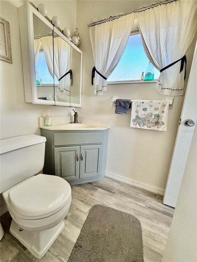 1633 Leisure Dr Unit M-37, Bradenton, FL 34207 - bathroom with toilet, vanity, baseboards, and wood finished floors