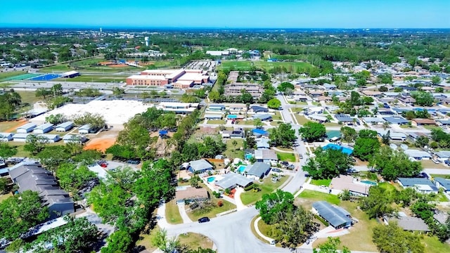 birds eye view of property with a residential view