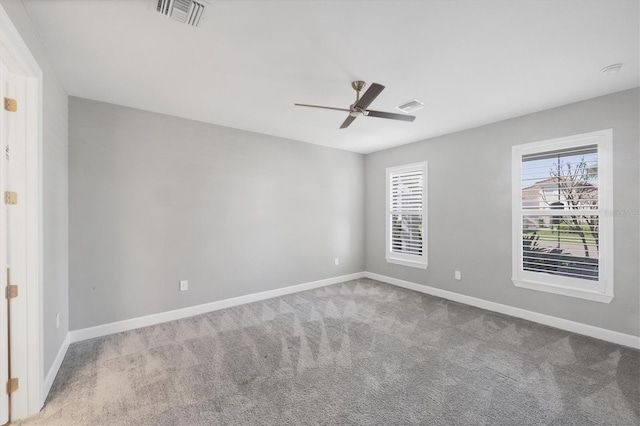 11717 Blue Hill Trl, Lakewood Ranch, FL 34211 - empty room with visible vents, ceiling fan, baseboards, and carpet floors