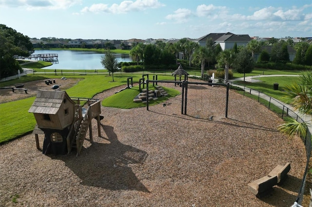 11717 Blue Hill Trl, Lakewood Ranch, FL 34211 - view of property's community with playground community, a yard, fence, and a water view