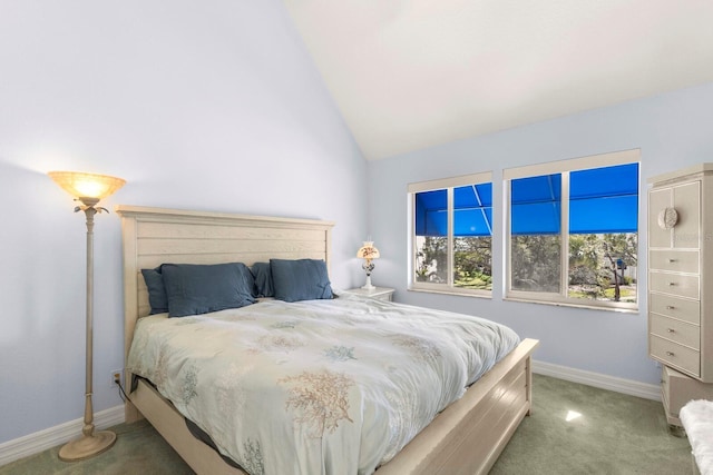 1928 Harbourside Dr Unit 1403, Longboat Key, FL 34228 - carpeted bedroom featuring vaulted ceiling and baseboards