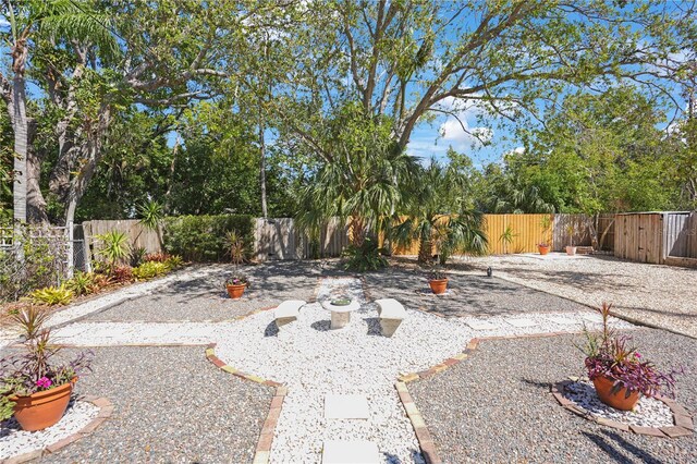 view of yard with a patio area and a fenced backyard
